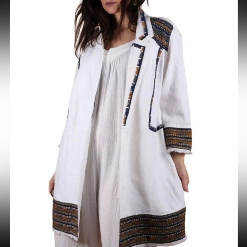 Chicos long linen Aztec jacket cardigan women’s